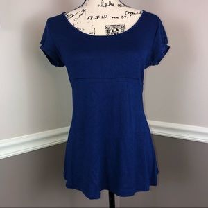 Bright blue shortsleeved shirt